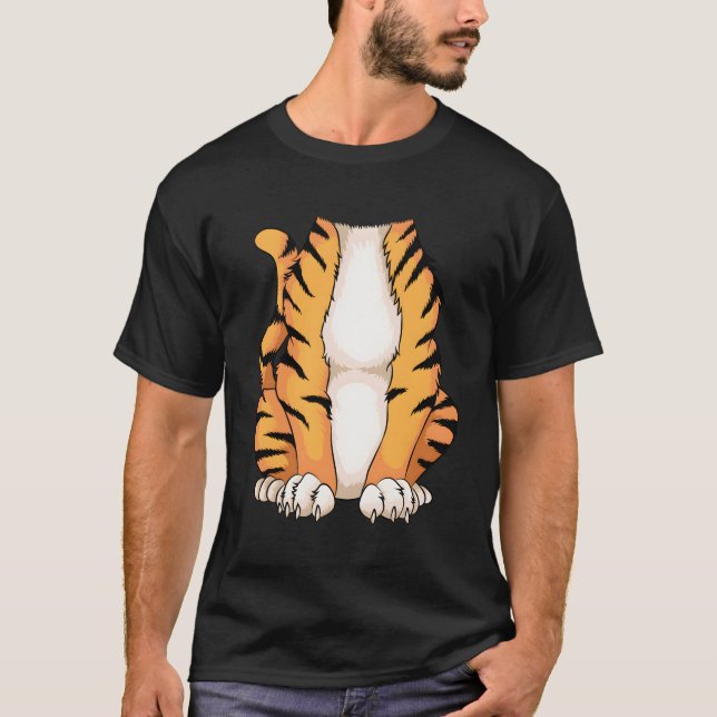 Cute Headless Tiger Costume Halloween Funny Animal T Shirt (Framsida)