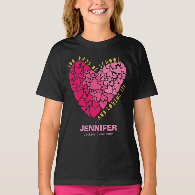 Cute Heart 100 dagar i skolan och Loving T Shirt (Framsida)
