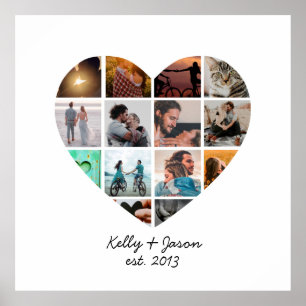 Cute Heart 14 Photo Collage Kärlek Family Poster