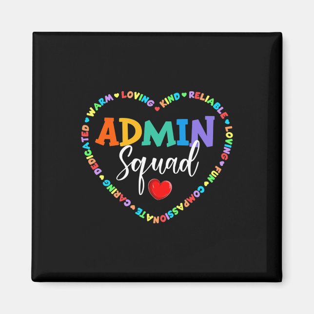 Cute Heart Admin Squad Roligt Första skoldagen Magnet (Framsidan)