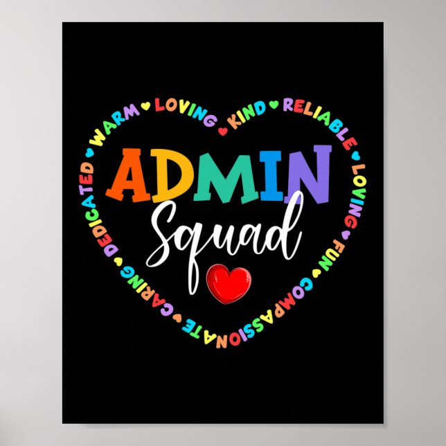 Cute Heart Admin Squad Roligt Första skoldagen Poster (Framsidan)