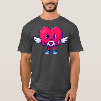 Cute Heart Angel med Kärlek-Tecknad T Shirt