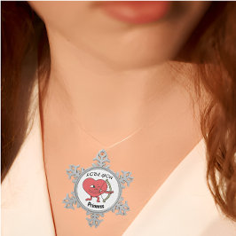 Cute Heart Archer med "Kärlek You Princess Design" Snöflinga Pewter Julgransprydnad