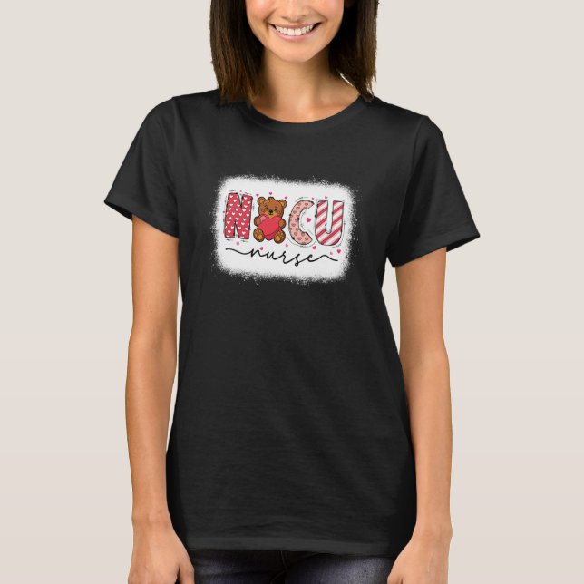 Cute Heart Bear Neonatal ICU Nurse NICU Nurse Vale T Shirt (Framsida)