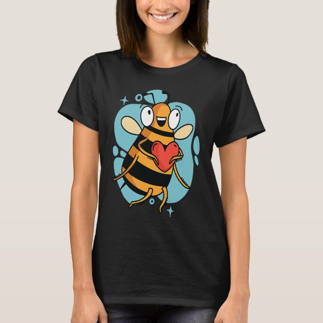 Cute Heart Bee Beekeeper Valentine's Day T Shirt (Framsida)