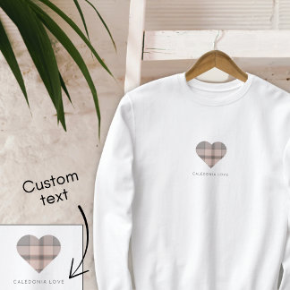Cute Heart Beige Scottish Tartan T Shirt