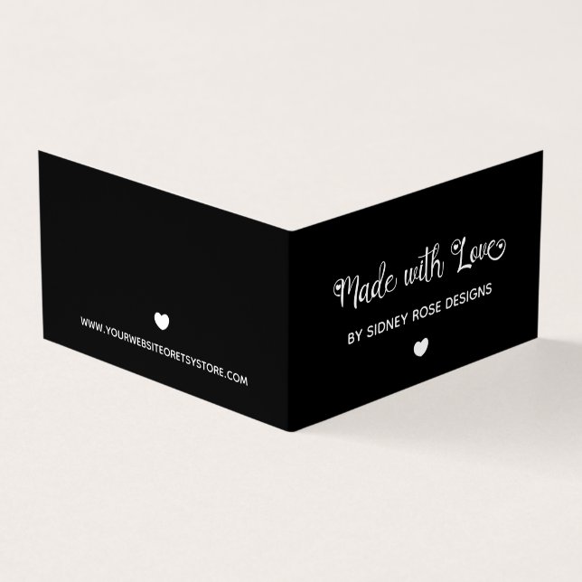Cute Heart Black Made med Kärlek-Märkre Visitkort (Utsida)