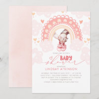 Cute Heart Boho Rainbow Rosa Baby Shower