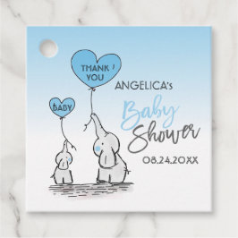 Cute Heart BOY Blue Elephant Mamma & Baby Shower Gåvor Etiketter
