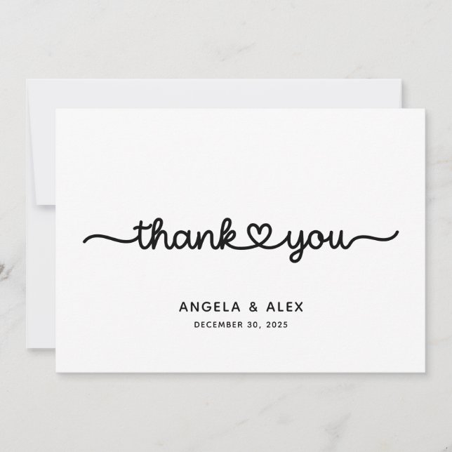 Cute Heart Bröllop Tack Kort (Framsida)