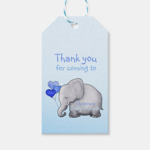 Cute Heart-bubblor Elephant Blue Pojke Shower Presentetikett