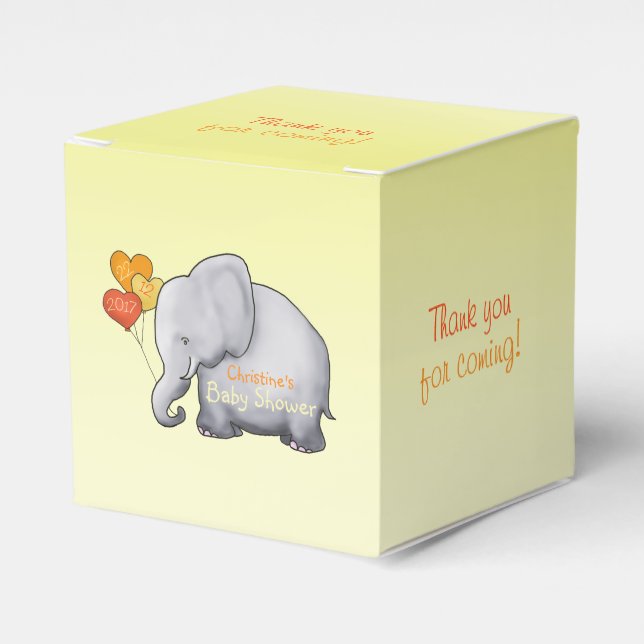 Cute Heart-bubblor Elephant Neutralt Baby Shower Presentaskar (Framsidan Sidan)