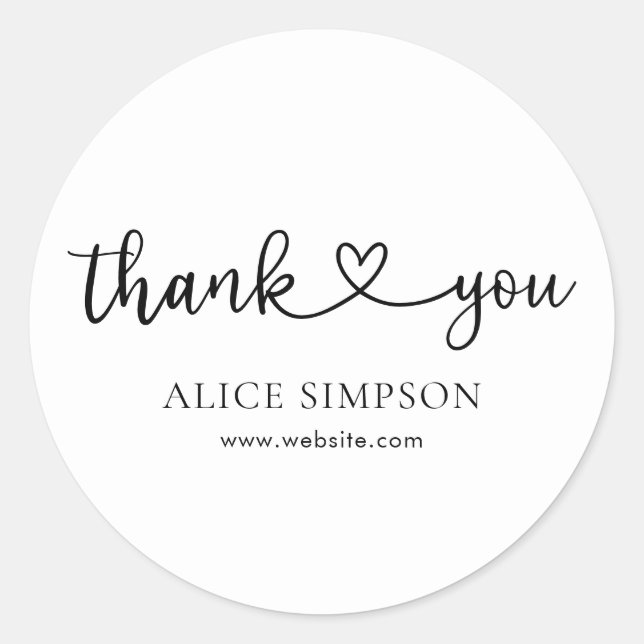 Cute Heart Calligraphy Tack Runt Klistermärke (Framsida)