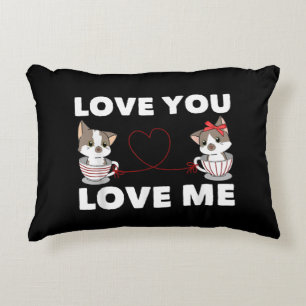 Cute Heart Cat Kärlek Romantic Couple Kitten Äls Prydnadskudde