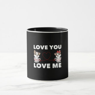 Cute Heart Cat Kärlek Romantic Couple Kitten Gift Mugg