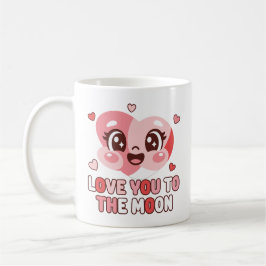 Cute Heart Character Love You To The Moon Kaffemugg