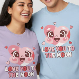 Cute Heart Character Love You To The Moon T Shirt