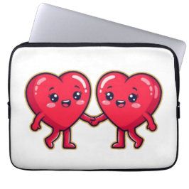 Cute Heart Characters Holding Hands Laptop Fodral