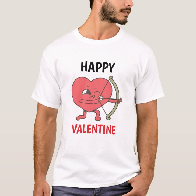 Cute Heart Cupid med Bow and Arrow Alla hjärtans d T Shirt (Framsida)