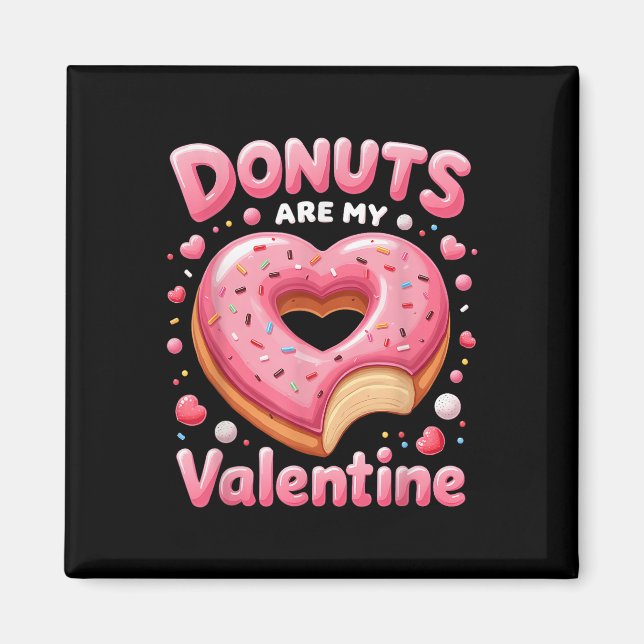 Cute Heart Donut med Rosa frossa Valentines day Magnet (Framsidan)
