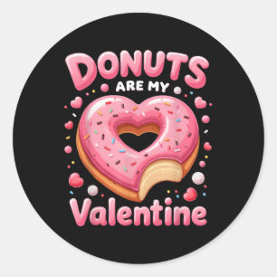 Cute Heart Donut med Rosa frossa Valentines day Runt Klistermärke