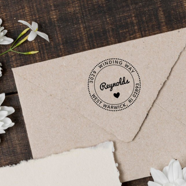 Cute Heart-efternamn och Adress Stämpel (Skapare uppladdad)