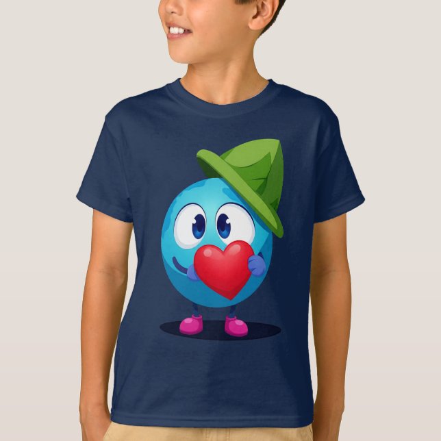 Cute Heart Emoji Cartoon T-Shirt for Kids (Framsida)