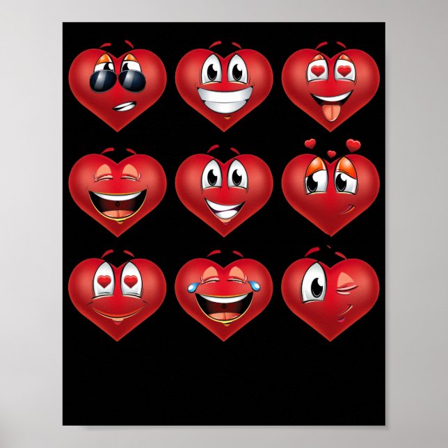 Cute Heart Emojis Gift Valentines Day Emoji Poster (Framsidan)