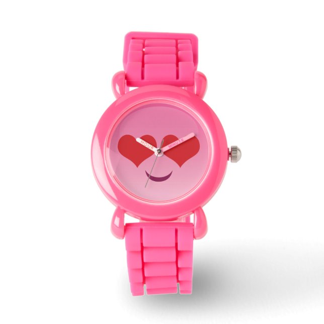 Cute Heart för Öga Rosa emoji Armbandsur (Framsida)