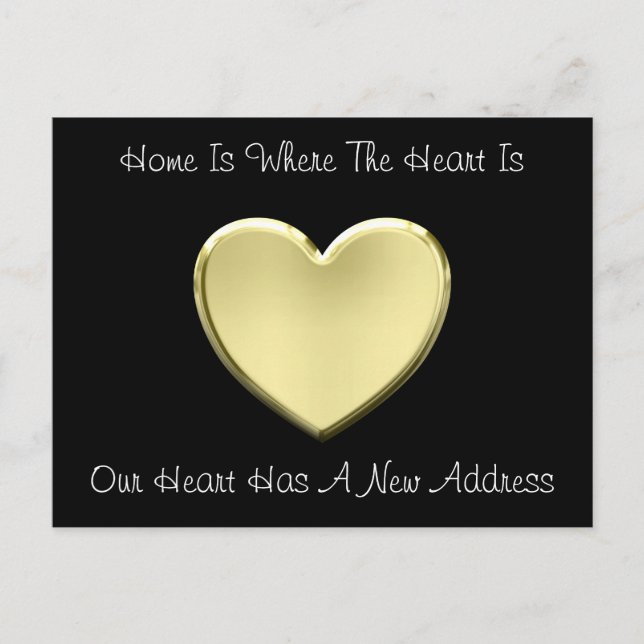 Cute Heart från Guld Ny adress Meddelande Vykort (Framsida)