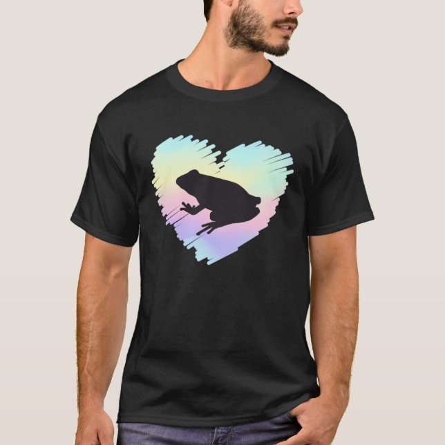 Cute Heart Frog  I Love Frogs Toad Rainbow Hunter  T Shirt (Framsida)