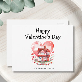 Cute Heart House Valentindagen Real Gods Helg Vykort