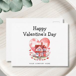 Cute Heart House Valentindagen Real Gods Helg Vykort