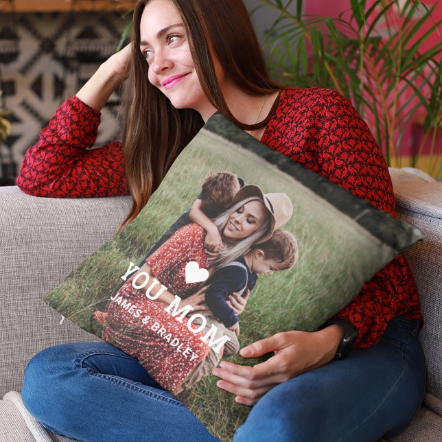 Cute HEART KÄRLEK DU MAMMA Mors dag Photo Kudde (Skapare uppladdad)