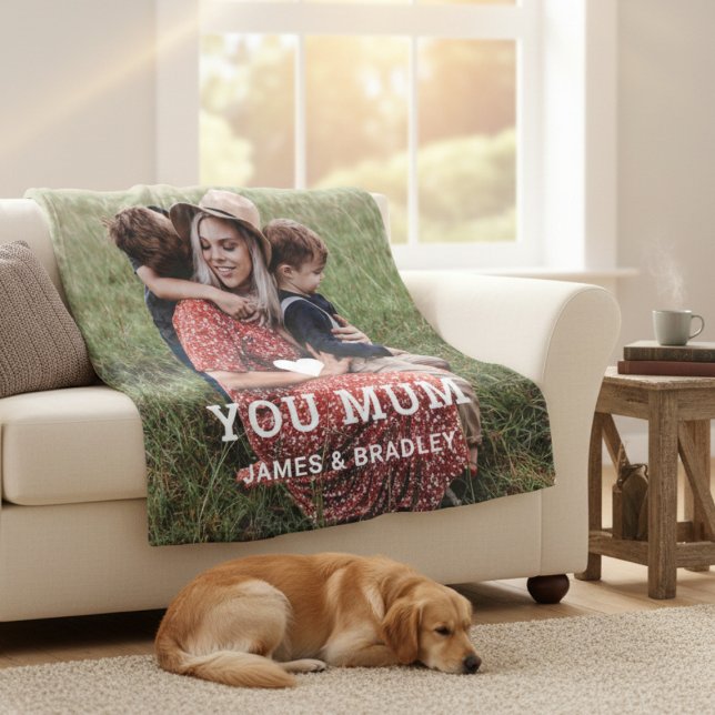 Cute HEART KÄRLEK DU MORSA Mors dag Photo Fleecefilt (Skapare uppladdad)