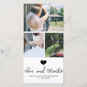 Cute Heart Kärlek och Tacktypografi Bröllop Tack Kort