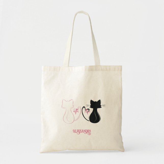 Cute Heart-katter med Rosett band Tygkasse (Framsidan)