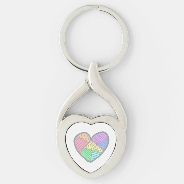 Cute heart key chain twisted heart silverfärgad nyckelring (Framsidan)