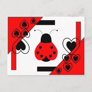 Cute Heart Ladybug Valentine vycard Helg Vykort