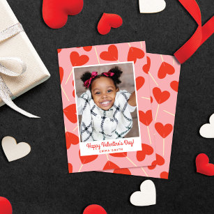 Cute Heart Lollipops Alla hjärtans dag-fotokort Tack Kort