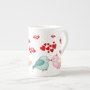 Cute Heart Love Bird Valentines day Benporslin Mugg