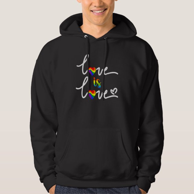 Cute Heart Love Is Love LGBT Gay Lesbian Pride Rai Hoodie (Framsida)