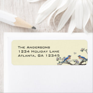 Cute Heart Lucky Bluebird Return Address Label Returadress Etikett