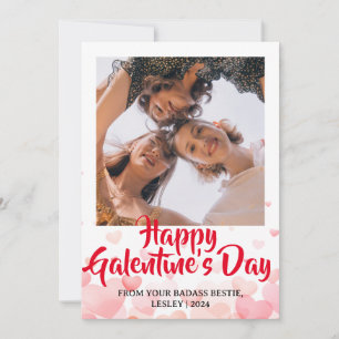 Cute Heart Lycklig Galentines Day besties Photo Julkort