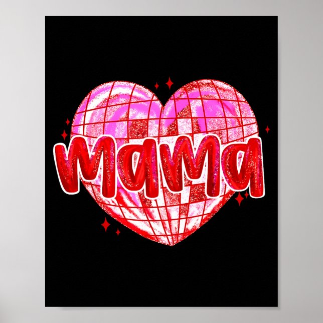 Cute Heart Mama Valentines Day Mom Wife  Poster (Framsidan)