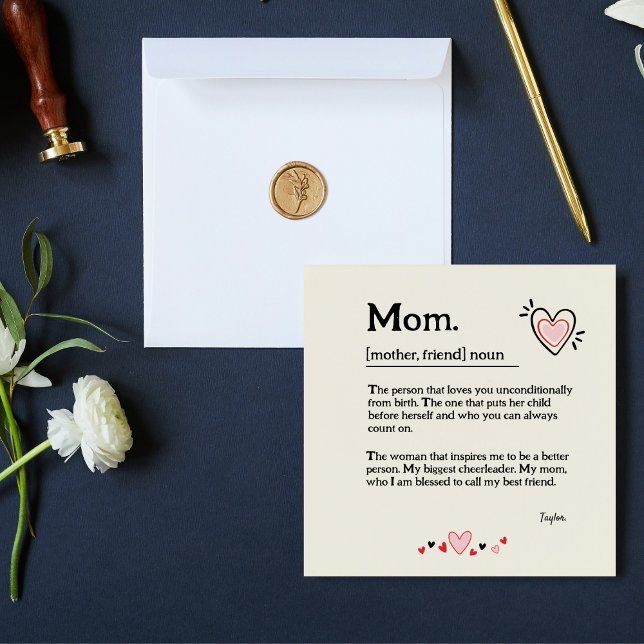 Cute Heart Mamma Dictionary Mors dag Tack Kort (Cute Heart Mom Dictionary Mother's Day Coffee Mug)