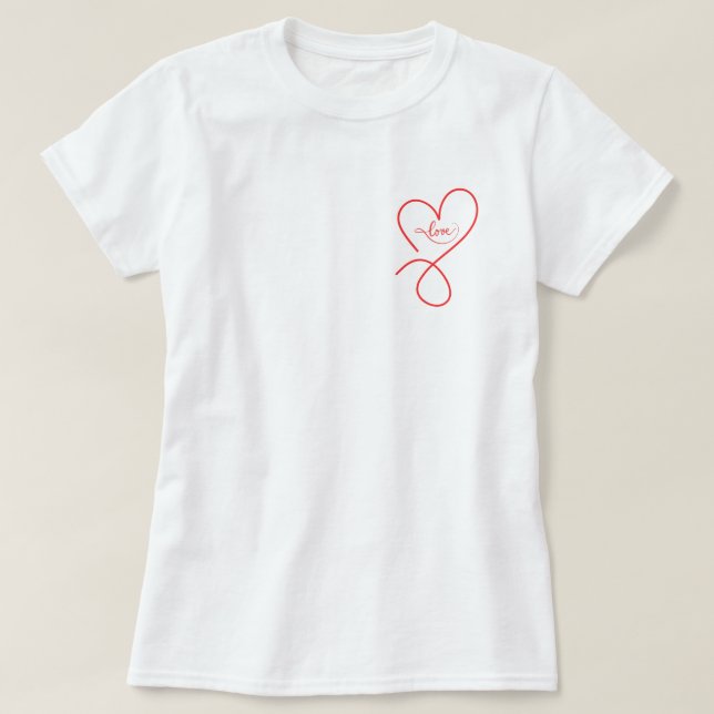 Cute Heart med kärlek valentins t-shirt (Design framsida)