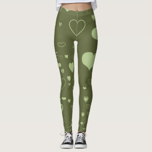 Cute Heart Modern Grönt Leggings