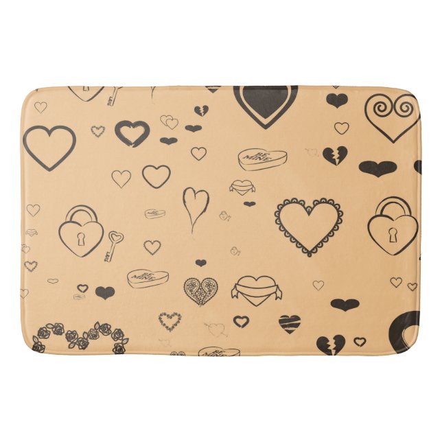 Cute Heart Modern Mörk Grått Mönster Badrumsmatta (Framsidan)