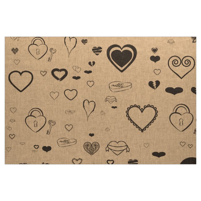 Cute Heart Modern Mörk Grått Tyg (Yard)